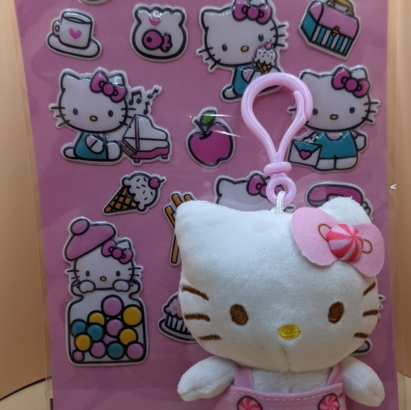 Hello Kitty Bundle w/ Plush Dangler, shoe charms, and stickers - Picture 6 of 8